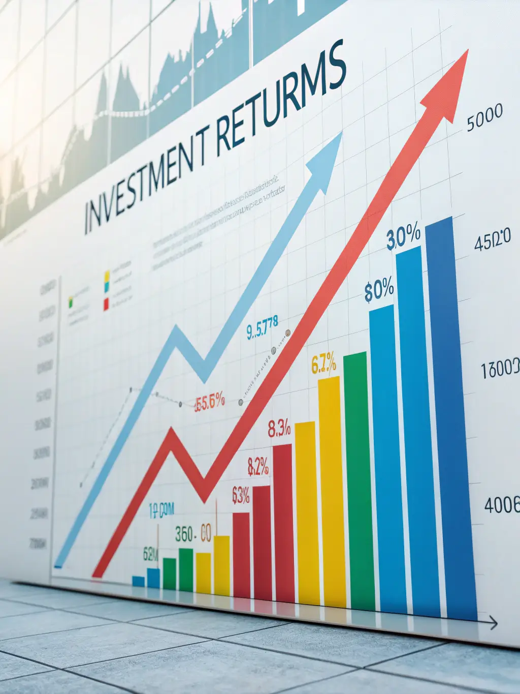 A graph showing stock price trends with upward arrows, symbolizing successful stock trading strategies taught at The McLean Method.